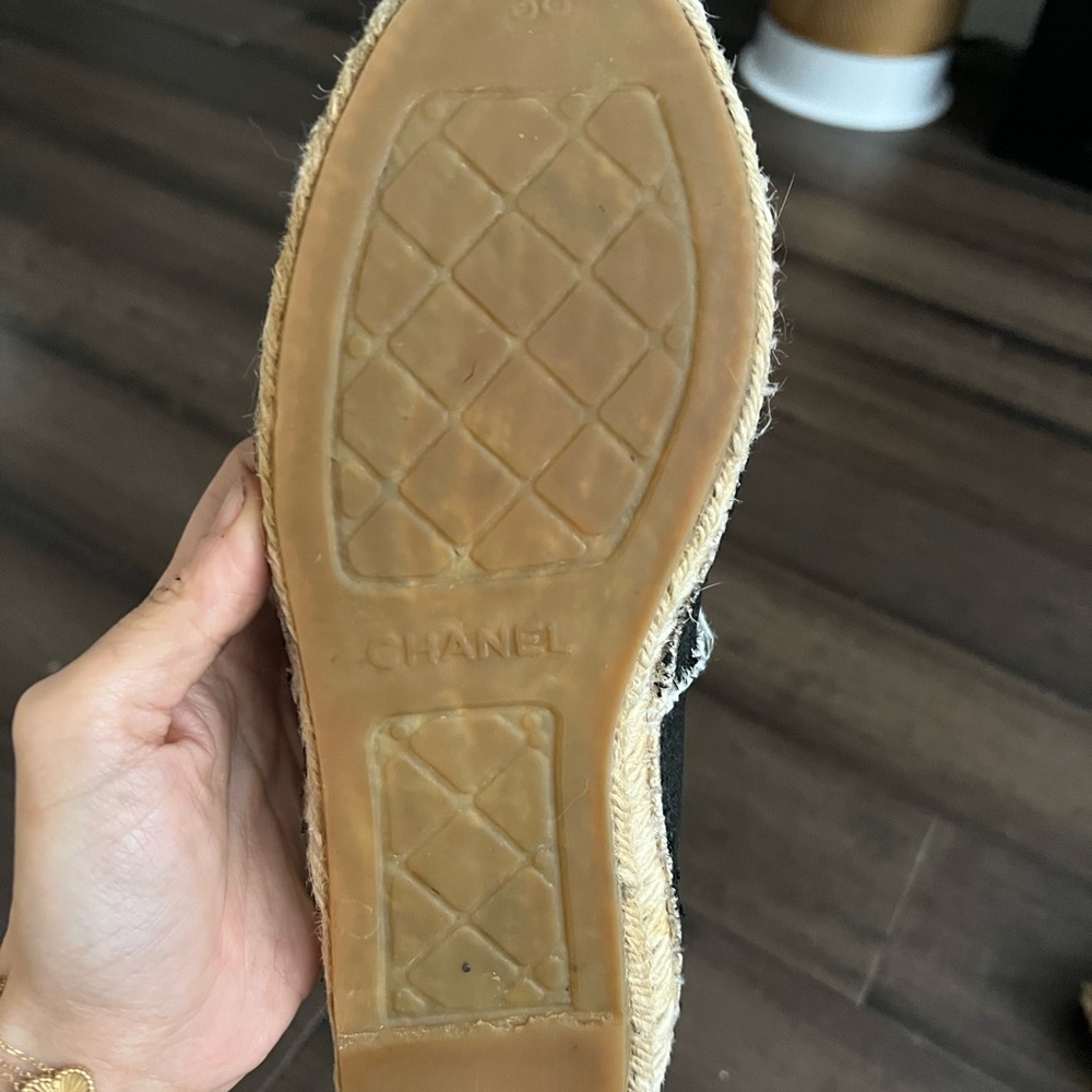 ❤️🔥FLASHSALE!!! Chanel CC Espadrilles Flats Black Size 38 Dust Bag - Picture 8 of 12